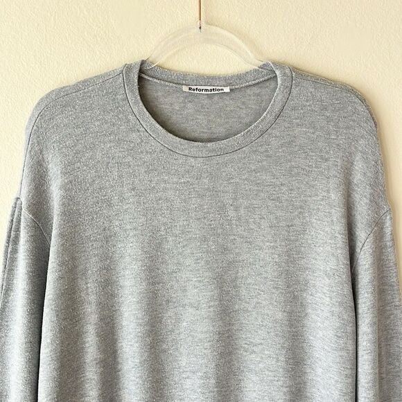 Reformation Gray Oversized Long Sleeves Shirt Dress - Picture 2 of 12